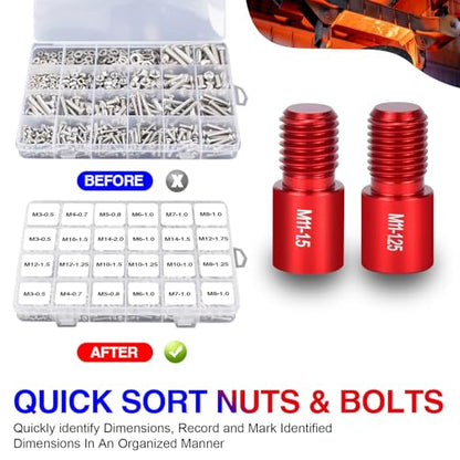 37 Pcs Thread Checker, Nut and Bolt Thread Checker Set with 21 Inch and 16 Metric Box Set Thread Gauge for Standard and Metric Sizes Perfect for Tight Spaces Ideal for Bolt and Nut Size Checkin