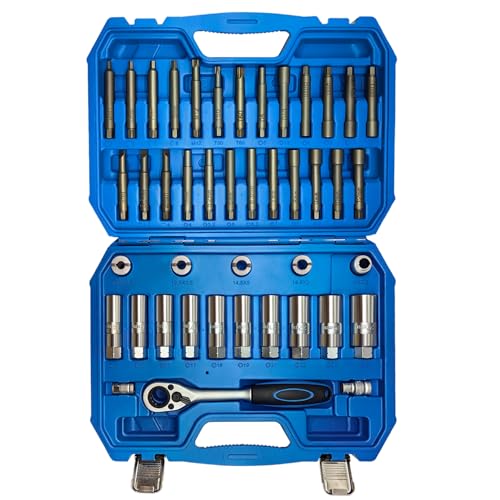 43PCS Suspension Shock Absorber Strut Nut Removal Tool Socket Set, 1/2 inch Steering Hub Shock Absorber Ratchet and Wrench Set, Shock Strut Installation Removal Tool Kit for All Vehicles - color: 43 PCS