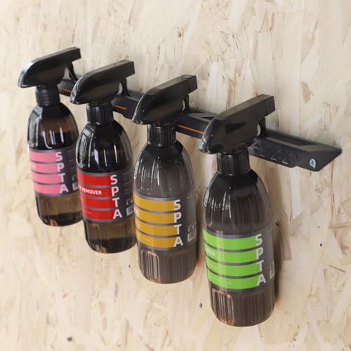 SPTA Spray Bottle Holder, Universal Detailing Spray Bottle Holder - Wall-Mounted Organizer for Mobile & Garage Detailing, Holds 6 Sprayers (16oz), Universal Lightweight Professional Accessory -OT011 - color: Spray Bottle Holder