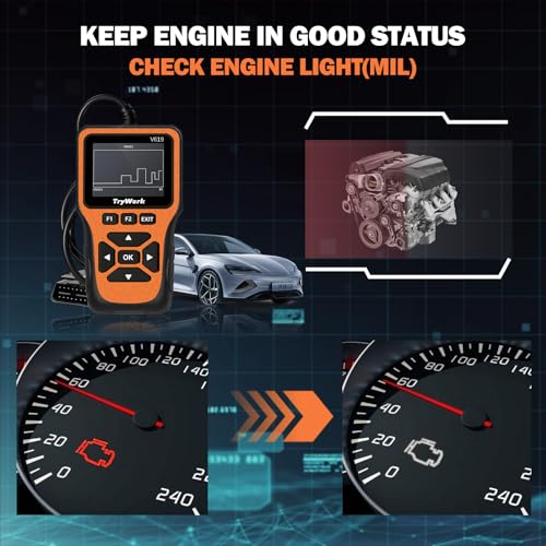 OBD2 Scanner Diagnostic Tool, Check Engine Code Reader with 35901 DTC Lookup, Mode 6 & 8, I/M Readiness for All OBDII Cars Since 1996 (Yellow) - color: Yellow