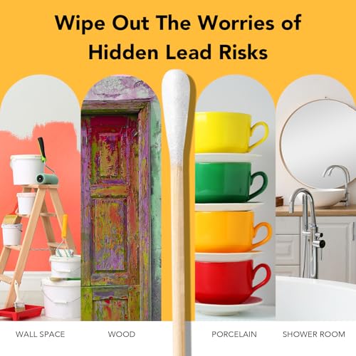 Easy@Home Lead Test Kit – 30 Rapid Swabs Without Vinegar, 30-Second Results | Surface Lead Screen for Painted Walls, Woodwork, Cabinets, Furniture, Toys, Dishes & Exposed Plumbing #EZLT-S:30