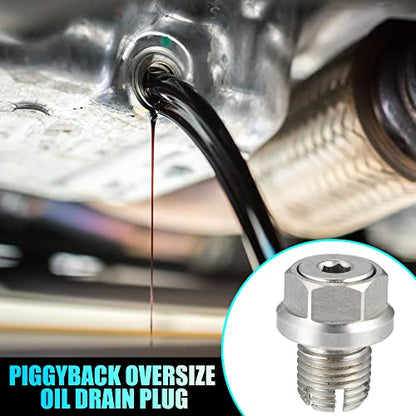 X AUTOHAUX 1 Set M14-1.5 x 15mm Oversize Piggyback Oil Drain Plug Stainless Steel Self Tapping Oil Pan Thread Repair Kit for Car Motorcycle Silver Tone - size: M14-1.5 x 15mm