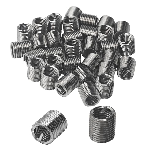 50PCS M8 x 1.25mm x 2D Wire Thread Inserts, 304 Stainless Steel Helical Coil Repair Kit, Metric Wire Sleeve for Stripped Threads in Metal Components - size: M8 x 1.25mm x 2D