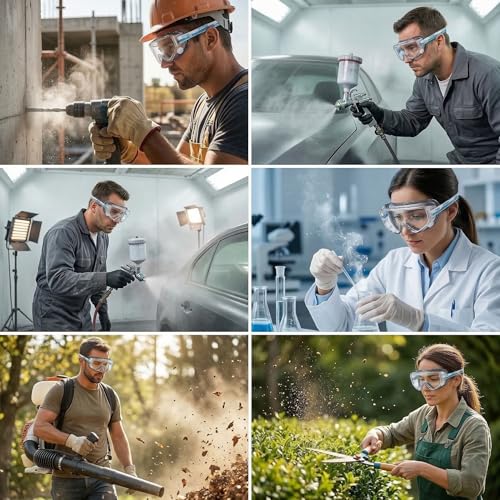 Safety Goggles Over Glasses, Spare Lens Included, ANSI Z87.1 Anti-Fog, Dual Foam Seal, Lab Construction Work Workshop - size: 2 Goggles + 2 Replacement Lenses