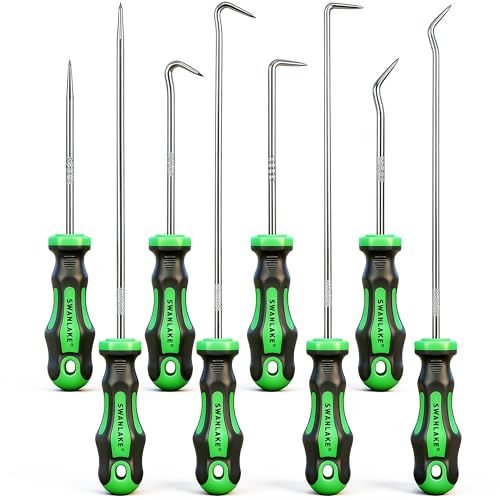8-Piece Mini Hook and Pick Set, 4PCS 8.6'' & 4PCS 5.7'' Precision Automotive Picks Tools Set for Car Auto Oil Seal, Mechanic Picking Kit, Puller Remover Tools - color: 8-piece Short & Sliver Hook