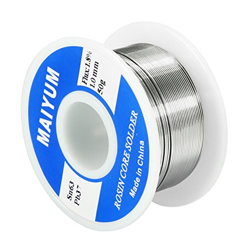 MAIYUM 63-37 Tin Lead Rosin Core Solder Wire for Electrical Soldering (1.0mm 50g) - color: 1.0mm 50g