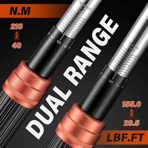 6-Piece 1-1/2" Drive Click Torque Wrench Set | 40-210Nm (±3% Accuracy), Includes CR-V Sockets (17/19/21/24mm) & 5" Extension Bar, 72-Tooth Ratchet, Master Torque Wrench Kit - size: 6pcs 1/2"