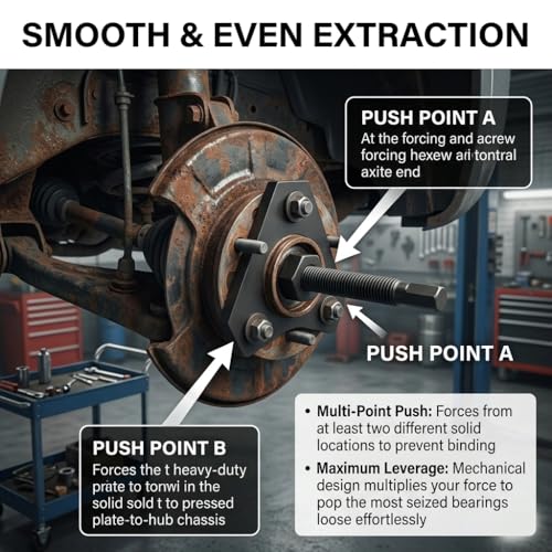 Hub Extractor Tool for Trucks & Cars, 40100 Hub Removal Tool, Carbon Steel Wheel Hub Extractor, Wheel Bearing Removal Tool Compatible with 5, 6, 8 Lug Hub Assemblies, Hub Bearing Puller Separator