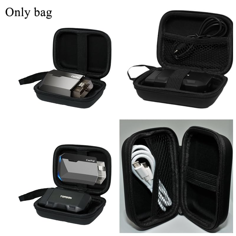 Topdon Scanner case Bluetooth OBD2 Car Scan Tool Code Reader Diagnostic Tool Bag,Key Matching Instrument Bag, Storage Holder Box for USB Cables,Compatible with Topscan/Carpal/XTOOL A30M (Bag Only)