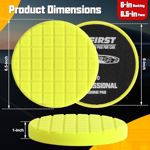 Foam Polishing Pads 6.5 Inch, 3Pcs Yellow Heavy Medium Cut Buffing Pad Set for Car Waxing Paint Care - color: Yellow, size: 6.5 - Inch
