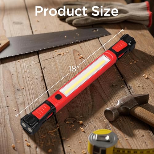 Work Light, 2500LM 5200mAh Mechanic Under Hood Light Bar, Red, 1 Pc | 2-Level Brightness, 4-10H Runtime, Magnetic Bases & Hooks, 360° Rotating, Tool Gift, for Car Repair, Camping, Emergency