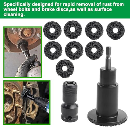 FLYPIG Wheel Hub Cleaning Tool, Wheel Stud Cleaner Resurfacing Tool Kit | Stud Removal Tool With 8 Pads, Quick Rust Removal On Lug Studs And Brake Rotors, For 1/2" Driven Wrenches Or Electric Drills