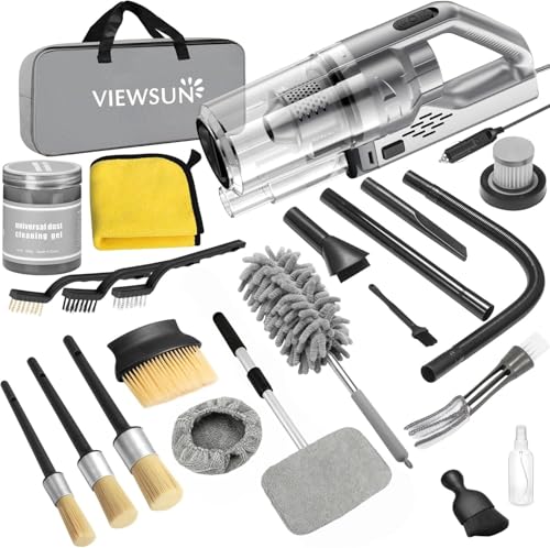 Car Cleaning Kit, 17PCS Car Interior Detailing Kit with Gray High Power Handheld Vacuum, Detailing Brush Set, Windshield Cleaner, Cleaning Gel, Complete Auto Accessories for Men, Women - color: Grey, size: 17PCS
