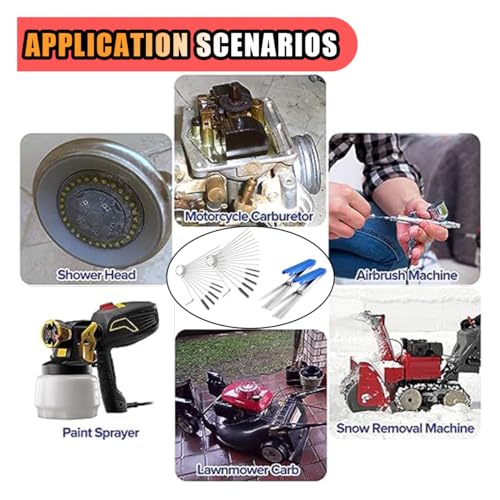 JOYCOURT 2Set Carburetor Torch Tips Cleaner Cleaning Kit, 26 Cleaning Set+20 Cleaning Needles+10 Nylon Brushes + 2 Throttle Wrenchs for Motorcycles Welder Spray Nozzles Weed Wacker Carb Cleaner - size: 2 Set with Cleaning Needles