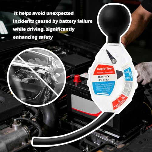 Car Battery Hydrometer Tester with Scale Dial,Deep Cycle Battery Acid Tester Fit for 6V 12V 24V Vehicle,Professional Golf Cart Batteries Testers for Monitoring Batteries Statu