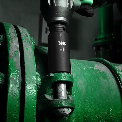 SK 1/2" Drive Impact Socket Set, Deep SAE Sockets, 13-Piece 7/16" to 1-1/4", Premium CR-MO Steel, SureGrip 6 Point Design, With Storage Case - size: SAE