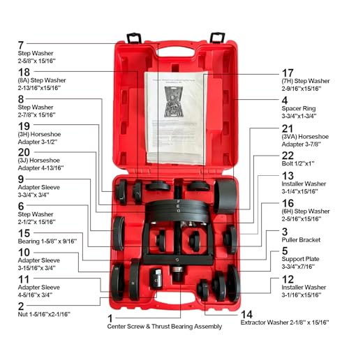 Master Wheel Hub Tool Set, Wheel Bearing Remover & Installer Kit | Wheel Bearing Removal Tool, Wheel Bearing Installer Tool, C to U Sizes Back and Front Wheel Hub Removal Tool