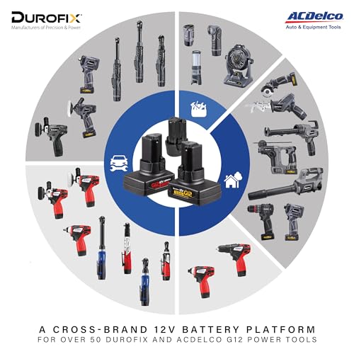 ACDelco ARW1210-3P G12 Series 12V Cordless Li-ion 3/8” 65 ft-lbs. Brushless Ratchet Wrench Tool Kit