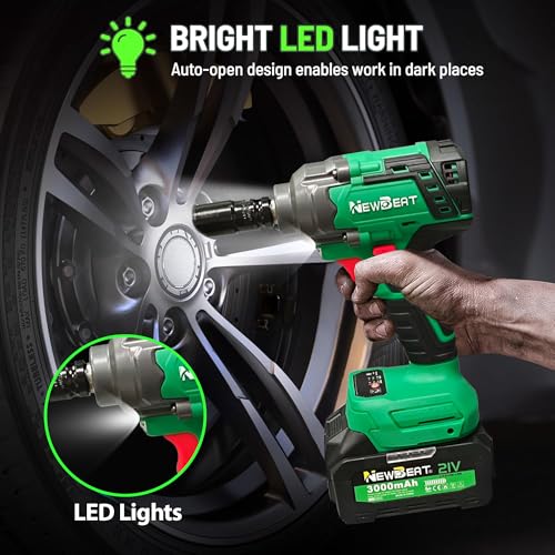 Brushless Cordless Impact Wrench, 550N.m (400 ft-lbs) 1/2" Impact Gun, 2-in-1 Power Drill Combo Kit with 1×Battery, 3-Speed & 4 Sockets and Adapter for Car Tires, Home DIY Tool