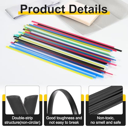 HARFINGTON 1set(20pcs) Plastic Welding Rods 8inch TPO Welding Strips Welder Rods for Car Bumper Kayak Daily Repair Plastic Welder Car Bumpers, Black