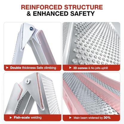 Aluminum Loading Ramps, 1900Lbs Capacity, 7.5ft Trunk Ramps for Pickup Trucks, Trailers Ramp with Load Straps for ATV/UTV, Lawn mowers,Tractors, Motorcycles, 91" L x 11.4" W, 2Pcs