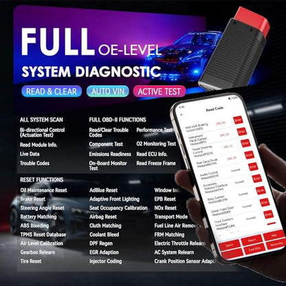 LAUNCH AIOBD Bluetooth OBD2 Scanner - Full System Diagnostics, AI Explains Faults Simply, Parts/Labor/Cost Estimates, Works with iPhone & Android