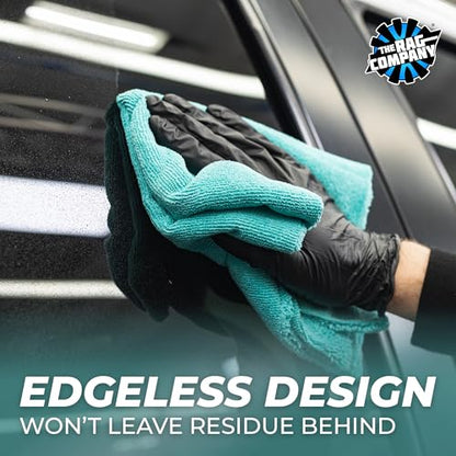 The Rag Company - The Creature Edgeless Microfiber Detailing Towels – 420GSM Professional Grade All-Purpose Cloths for Wax, Polish, & Sealant Removal, Teal, 16in x 16in (10-Pack) - color: Teal