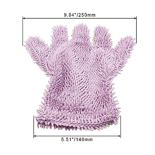 BokWin 2-Pack Car Wash Mitt, Purple | Scratch Free, 5-Finger Microfiber, Chenille Washing Sponge, Interior & Exterior Cleaning, Wheel & Tight Spot Cleaning - color: Purple