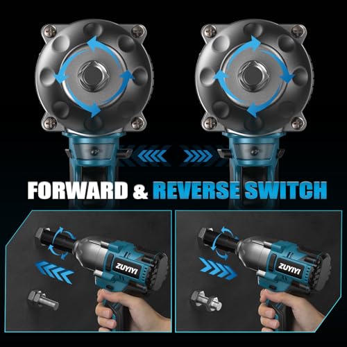 Cordless Impact Wrench 1/2", 1600N.m (1200ft-lbs) High Torque Brushless Impact Gun, 21V 3800RPM Power Impact Wrenches, Electric Impact Driver with 2x 4.0Ah Battery for Car Tire Truck RV Mower