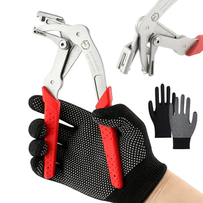 Automotive Trim Clip Removal Pliers, Spring-Loaded Car Fastener Remover, Panel Clip Removal Tool for Door Panels, Trim, Rivets & Interior Repair, Includes Gloves