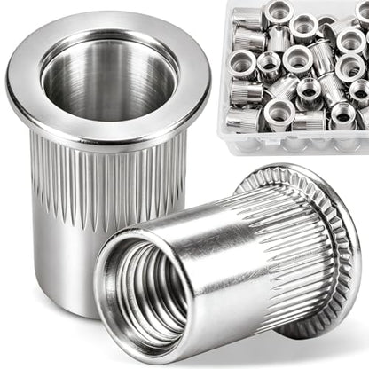 46Pcs 3/8 Rivet Nut, 304 Stainless Steel Rivet Nuts Flat Head Threaded Insert Rivnuts UNC 3/8-16 for Metal, Automotive,Aviation, and Furniture - size: SS 3/8 -16 46pcs