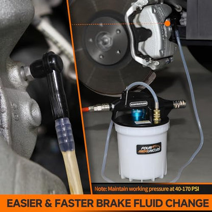 FOUR UNCLES Brake Bleeder Vacuum Pump Kit - Pneumatic Brake Fluid Extractor with 1L Refilling Bottle for Brake Fluid Bleeding, One-Person Operation - size: 2L Standard Version