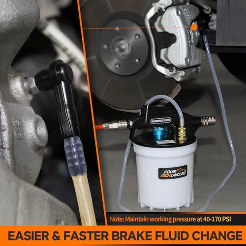 FOUR UNCLES Brake Bleeder Vacuum Pump Kit - Pneumatic Brake Fluid Extractor with 1L Refilling Bottle for Brake Fluid Bleeding, One-Person Operation - size: 2L Standard Version