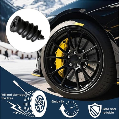 50 PCS Tire Repair Rubber Nails, Spiral Vacuum Tire Plug Kit, Fast Self-Service Puncture Repair Tools for Car, Truck, Motorcycle, Tractor Tire Puncture Repair