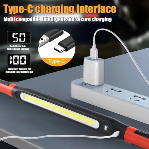 Drfeify Magnetic Under Hood Light, 1200LM Super Bright USB Rechargeable Work Light with 360 Flexible Neck, for Car Repair Garage Automotive Mechanics