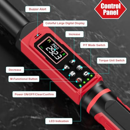 SUERCUP 1/4"&3/8"&1/2" Digital Torque Wrench Set, ±1% accuracy | 0.15-10Nm&0.66-44.29Ft.Lb/0.9-60N.m&3.8-250.8Ft.Lb/5.1-340Nm, 9 presets, 5 units, for Truck, Auto, Moto, Bike, Electronics - size: 1/4"&3/8"&1/2" 0.15-10N.m&0.9-60N.m&5.1-340N.m