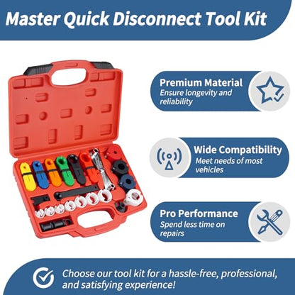 Master Quick Disconnect Tool Kit for A/C Fuel & Transmission Systems Fuel Line Disconnect Tool Set AC Line Removal Tool(red)