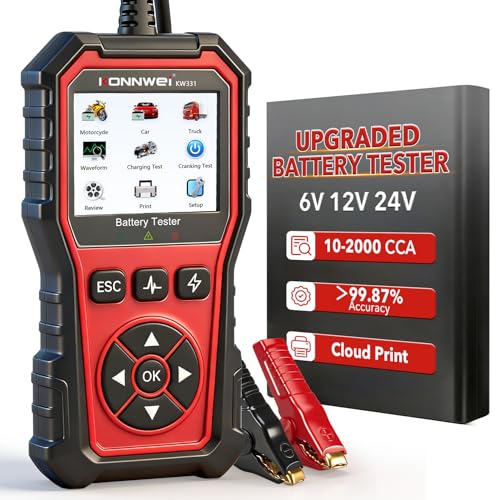 Car Battery Tester 2.8" TFT, 6V 12V 24V 10-2000CCA Battery Load Tester, QR Cloud Report (No App), Automotive Alternator Tester Charging Cranking System Analyzer for Car Truck Motorcycle Boat, Black