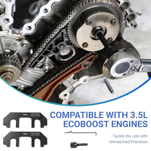 303-1655 Camshaft Holding Tool, 3.5 Timing Tool Kit Compatible with 3.5L EcoBoost Upgraded GT F-150 Expedition Lincoln Navigator, with Cylinder Head Screw Removal Socket - size: For 3.5L V6 upgraded EcoBoost engine