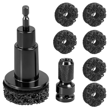 Wheel Hub Resurfacing Kit Wheel Stud and Hub Cleaner for Quick Rust Removal on Lug Studs and Brake Rotors,Includes 7 Cleaning Pads and,Fits 1/2” Wrenches or Electric Drills,Maintenance Tool for Cars