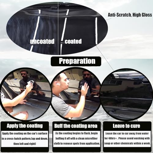 10H Nano Ceramic Coating for Cars, 50ML High Gloss Anti-Scratch SiO2 Ceramic Car Coating Kit, Plastic, Glass, Wheel Polishing, Hydrophobic, Long Lasting Protection