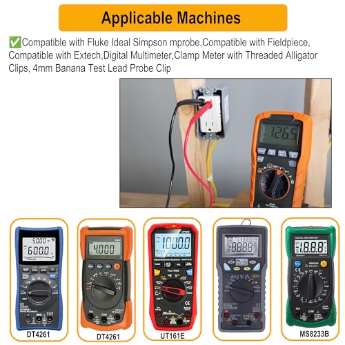 ZIBOO KIT-15 Test Lead Set,Compatible with Fluke Ideal Simpson,Digital Multimeter,Clamp Meter with Threaded Alligator Clips, 4mm Banana Test Lead Probe Clip Suitable Compatible with Klein Tools 69410