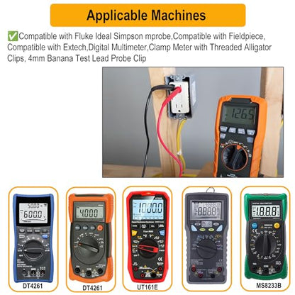ZIBOO KIT-15 Test Lead Set,Compatible with Fluke Ideal Simpson,Digital Multimeter,Clamp Meter with Threaded Alligator Clips, 4mm Banana Test Lead Probe Clip Suitable Compatible with Klein Tools 69410