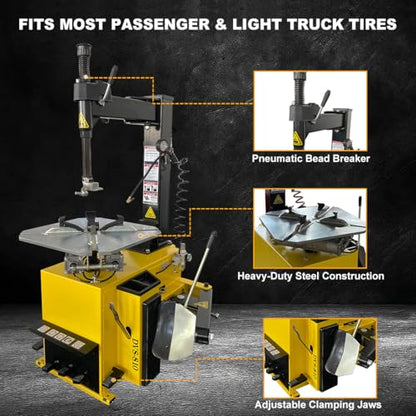 Tire Changer and Premium Automatic Wheel Balancer Combo with Assist Arms & Auto Measurement, 110V for 10-26" Rims, Professional Tire Shop Equipment