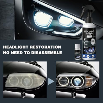 2Pcs Car Headlight Restoration Polishing Kits,Headlight Restoration Kit,Headlight Cleaner And Restorer Kit,Fast & Easy Car Headlight Cleaner,Multifunctional Car Headlight Polishing(100ml+20ml)
