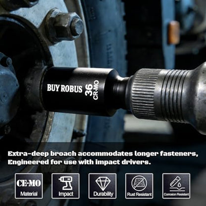 Axle Nut Impact Socket Set, 1/2" Drive Deep 12 Point 8-Piece Metric 29mm, 30mm, 32mm, 34mm, 35mm, 36mm, 38mm, 39mm Socket, Large Socket Set with Storage Case for Auto Repair, Removing - size: 12 Point 8Pcs 1/2" Metric Impact Socket Set