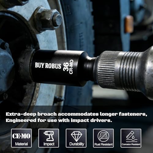 Axle Nut Impact Socket Set, 1/2" Drive Deep 12 Point 8-Piece Metric 29mm, 30mm, 32mm, 34mm, 35mm, 36mm, 38mm, 39mm Socket, Large Socket Set with Storage Case for Auto Repair, Removing - size: 12 Point 8Pcs 1/2" Metric Impact Socket Set