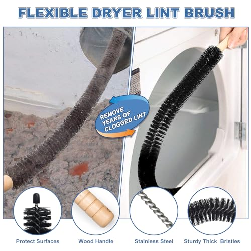 PetOde 2Pcs Dryer Vent Cleaner Kit Universal Vacuum Hose Attachment & Brush | Flexible Connector Easily Adapts to Most Vacuum Cleaners for Versatile Use - color: Deep Gray