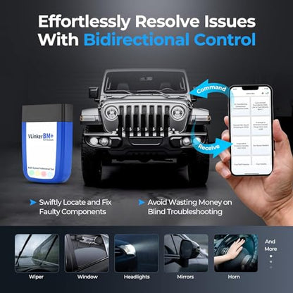 VGATE vLinker BM+ Bluetooth Pro OBD2 Scanner for Car Diagnostic Scan Tool and Check Engine Light Code Reader Wireless OBDII Auto Diagnostic Scanner Tool for iOS, Android and Windows - size: BM+ (BT3.0+BLE4.0) Android & iOS & Windows