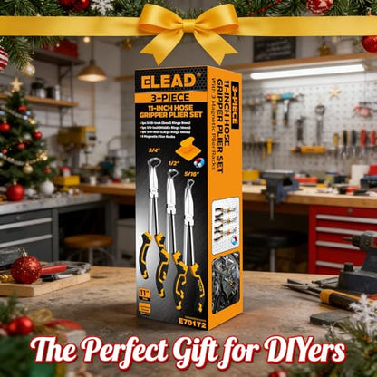3-Piece 11" Hose Gripper Plier Set, Long Reach Hose Gripping Pliers, 5/16-Inch, 1/2-Inch, 3/4-Inch Diameter, Spark Plug Boot Removal Pliers, Serrated Jaws for Hard to Reach Tight Spaces - style: 3pcs Hose Gripper